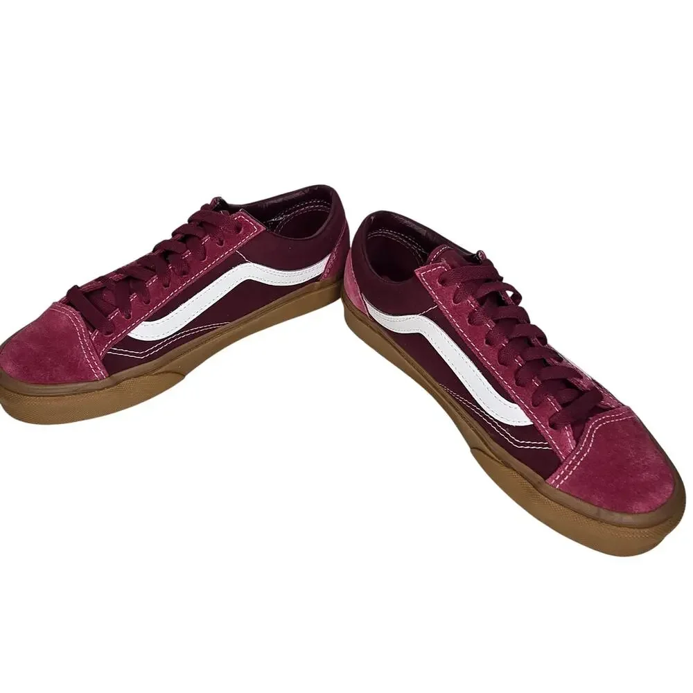 Vans Skater Suede &‎ Canvas Grape JuiceBurgundy White Maroon Sneakers Women's 8